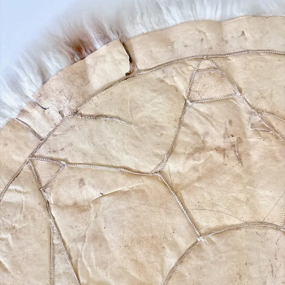 SOUTH AMERICAN ROUND PATCHWORK ALPACA FUR RUG